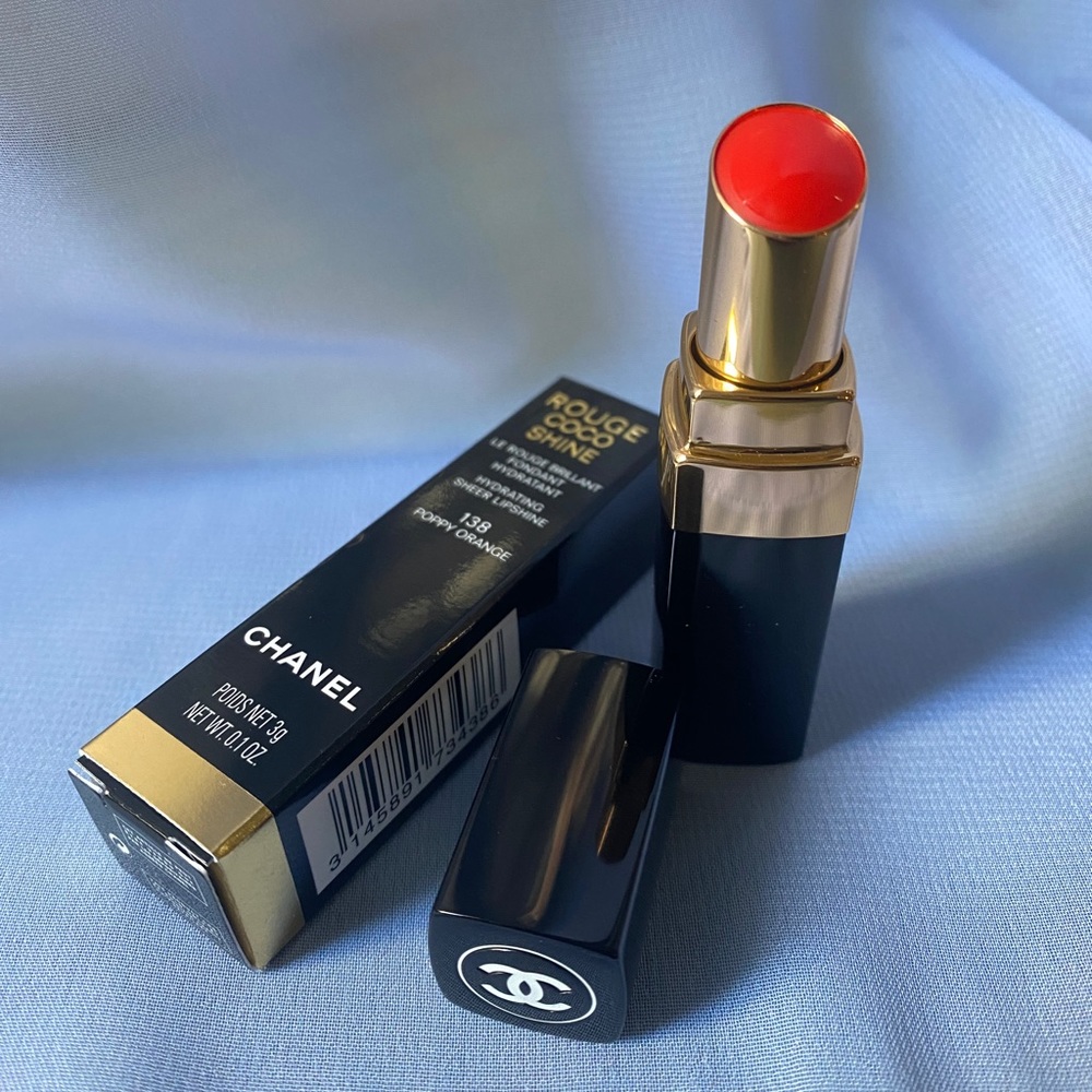 CHANEL ROUGE COCO SHINE HYDRATING SHEER LIPSHINE #138 POPPY ORANGE | NEW IN BOX